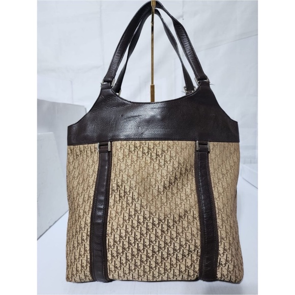 Authentic Christian Dior Diorissimo Street Chic Tote Bag Brown/Beige - Picture 4 of 11